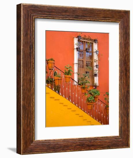 Colorful Stairs and House with Potted Plants, Guanajuato, Mexico-Julie Eggers-Framed Photographic Print