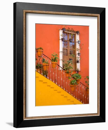 Colorful Stairs and House with Potted Plants, Guanajuato, Mexico-Julie Eggers-Framed Photographic Print
