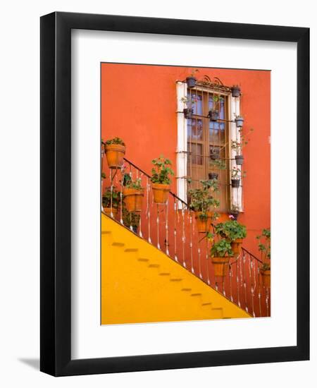 Colorful Stairs and House with Potted Plants, Guanajuato, Mexico-Julie Eggers-Framed Photographic Print