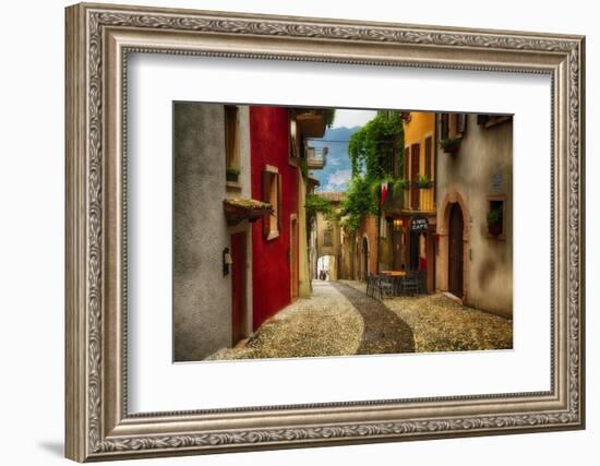 Colorful Street in Malcesine, Lombardy, Italy-George Oze-Framed Photographic Print