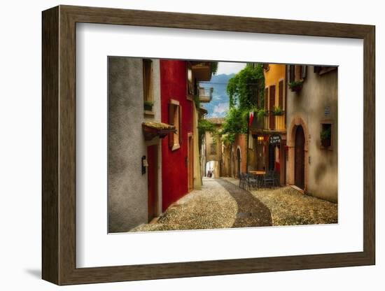 Colorful Street in Malcesine, Lombardy, Italy-George Oze-Framed Photographic Print