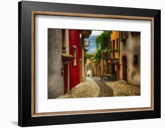 Colorful Street in Malcesine, Lombardy, Italy-George Oze-Framed Photographic Print