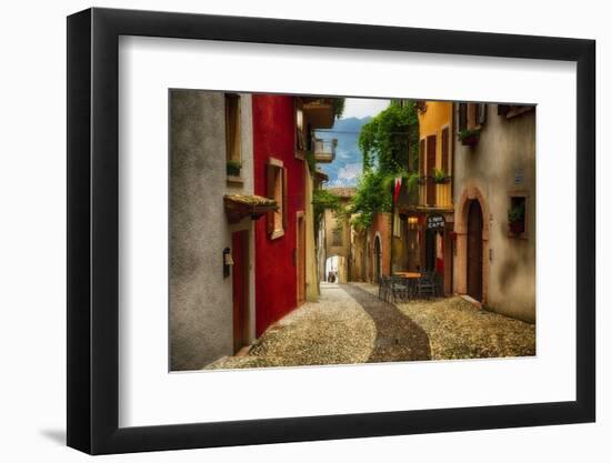 Colorful Street in Malcesine, Lombardy, Italy-George Oze-Framed Photographic Print