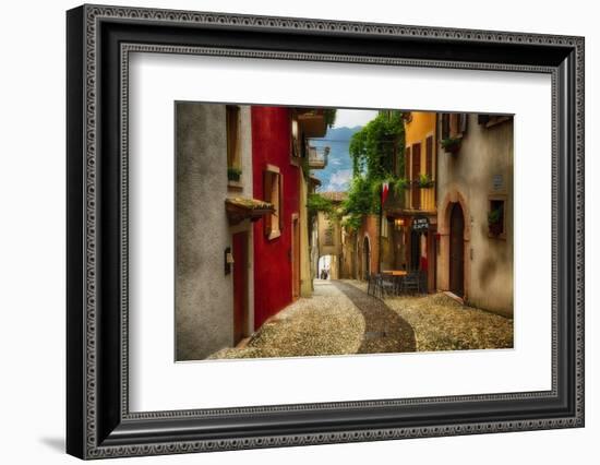 Colorful Street in Malcesine, Lombardy, Italy-George Oze-Framed Photographic Print