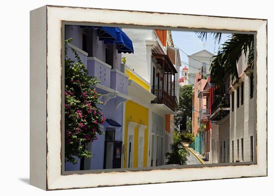 Colorful Street, Old San Juan, Puerto Rico-George Oze-Framed Premier Image Canvas