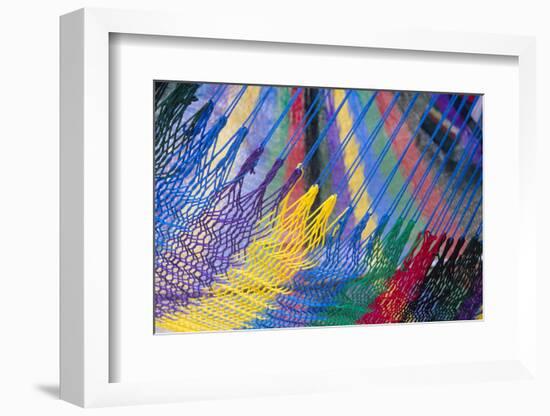 Colorful strings in handmade hammock, Akumal Yucatan, Mexico-Mark Gibson-Framed Photographic Print