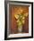 Colorful Sunflowers Bouquet On Brown Background-kirilstanchev-Framed Art Print