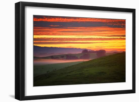 Colorful Sunrise and Clouds in the Petaluma Hills-null-Framed Photographic Print