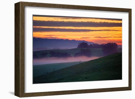 Colorful Sunrise and Clouds in the Petaluma Hills-null-Framed Photographic Print