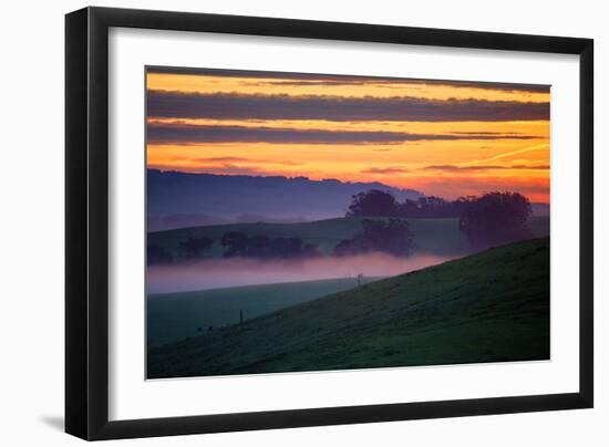 Colorful Sunrise and Clouds in the Petaluma Hills-null-Framed Photographic Print