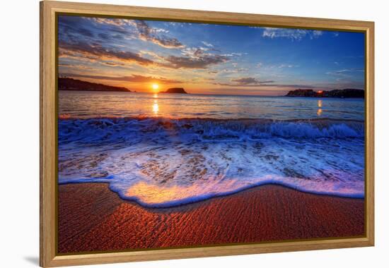 Colorful Sunrise with a Breaking Wave-West Coast Scapes-Framed Premier Image Canvas