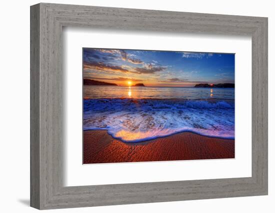 Colorful Sunrise with a Breaking Wave-West Coast Scapes-Framed Premium Photographic Print