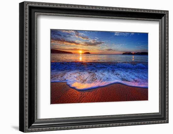 Colorful Sunrise with a Breaking Wave-West Coast Scapes-Framed Premium Photographic Print