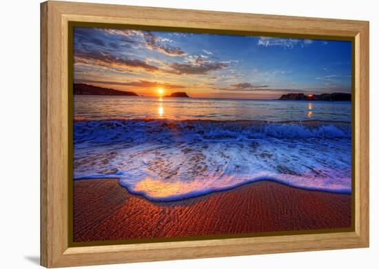 Colorful Sunrise with a Breaking Wave-West Coast Scapes-Framed Premier Image Canvas