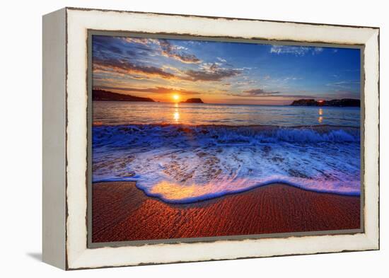 Colorful Sunrise with a Breaking Wave-West Coast Scapes-Framed Premier Image Canvas