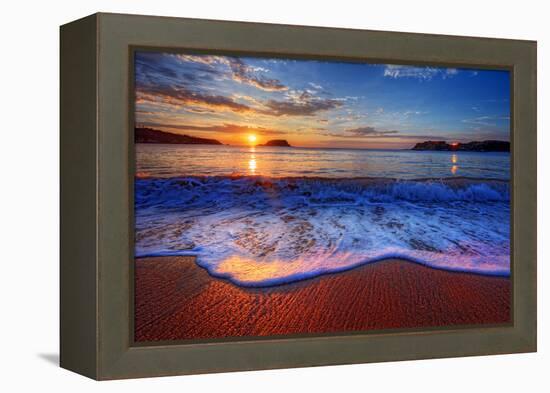 Colorful Sunrise with a Breaking Wave-West Coast Scapes-Framed Premier Image Canvas