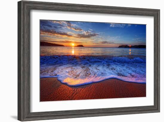 Colorful Sunrise with a Breaking Wave-West Coast Scapes-Framed Photographic Print