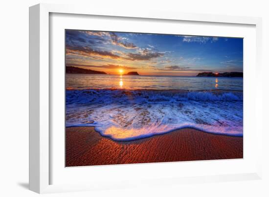 Colorful Sunrise with a Breaking Wave-West Coast Scapes-Framed Photographic Print