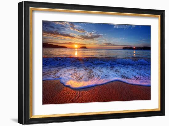 Colorful Sunrise with a Breaking Wave-West Coast Scapes-Framed Photographic Print