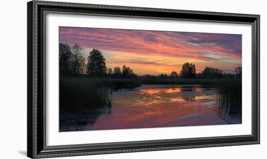 Colorful Sunset over a Small Lake on a Summer Day-Yurii Shelest-Framed Photographic Print