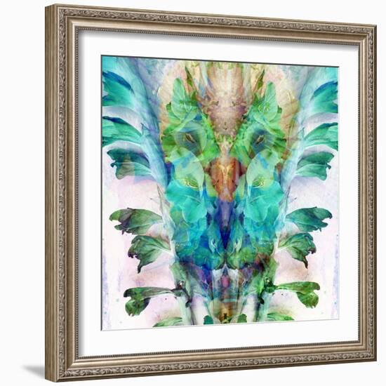 Colorful Symmetric Layer Work from Gladiolus Blossoms in Blue-Alaya Gadeh-Framed Photographic Print