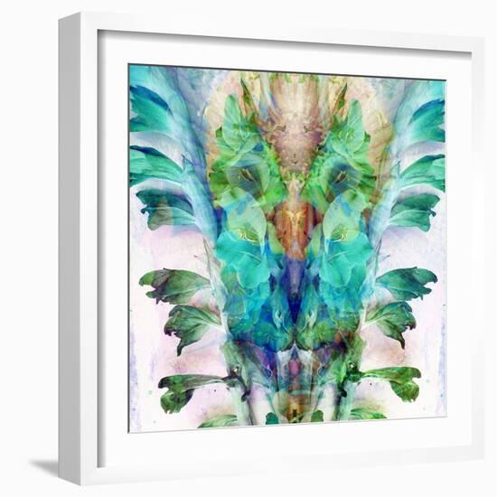 Colorful Symmetric Layer Work from Gladiolus Blossoms in Blue-Alaya Gadeh-Framed Photographic Print