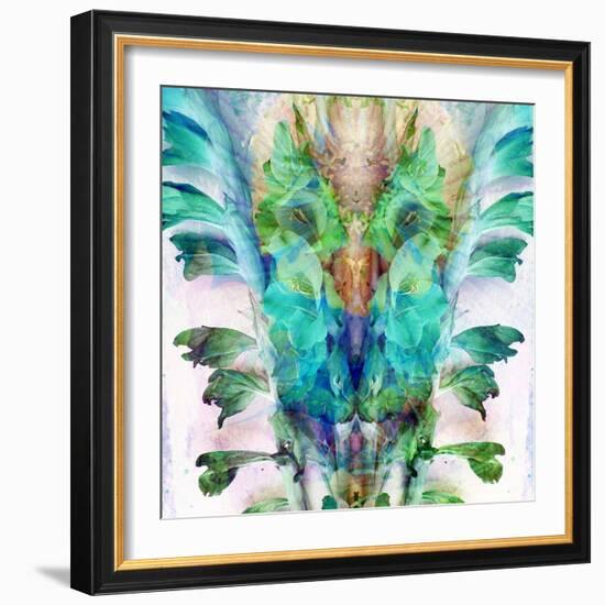 Colorful Symmetric Layer Work from Gladiolus Blossoms in Blue-Alaya Gadeh-Framed Photographic Print
