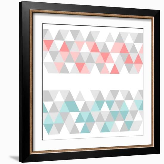 Colorful Tile Vector Background or Pattern Illustration. Grey, Pink and Mint Green Pastel Triangle-IngaLinder-Framed Premium Giclee Print