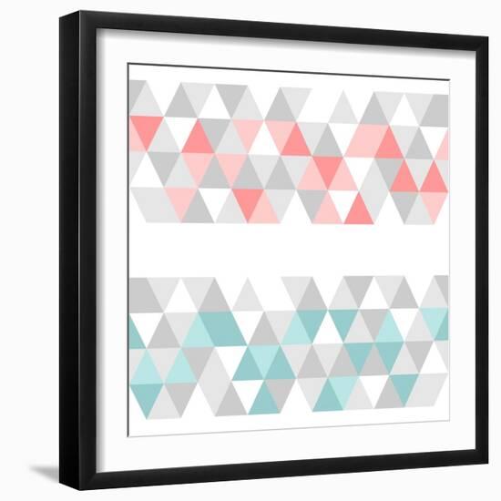 Colorful Tile Vector Background or Pattern Illustration. Grey, Pink and Mint Green Pastel Triangle-IngaLinder-Framed Premium Giclee Print