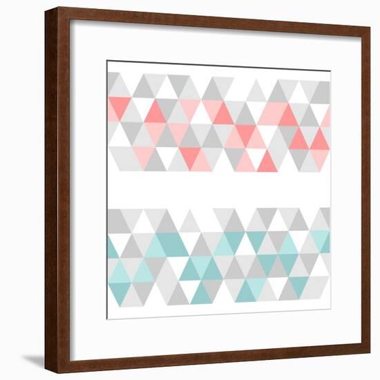 Colorful Tile Vector Background or Pattern Illustration. Grey, Pink and Mint Green Pastel Triangle-IngaLinder-Framed Premium Giclee Print