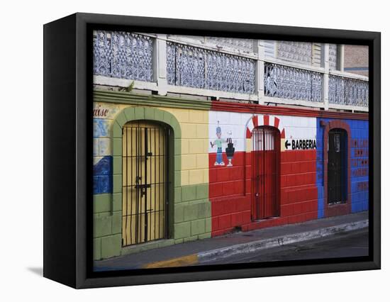 Colorful Town Shop Fronts, Isabela Segunda, Vieques, Puerto Rico-Dennis Flaherty-Framed Premier Image Canvas