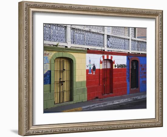 Colorful Town Shop Fronts, Isabela Segunda, Vieques, Puerto Rico-Dennis Flaherty-Framed Photographic Print