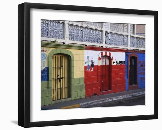 Colorful Town Shop Fronts, Isabela Segunda, Vieques, Puerto Rico-Dennis Flaherty-Framed Photographic Print