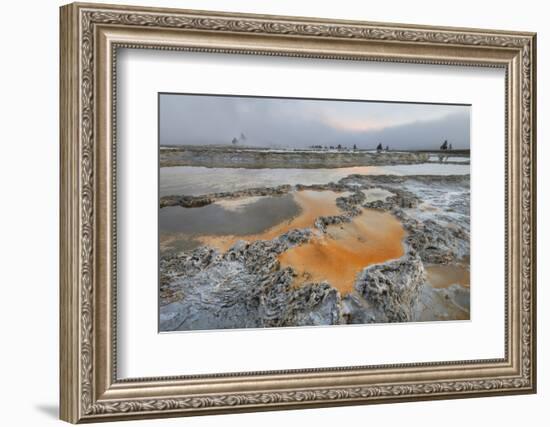 Colorful travertine formations at Great Fountain Geyser, Yellowstone National Park.-Alan Majchrowicz-Framed Photographic Print