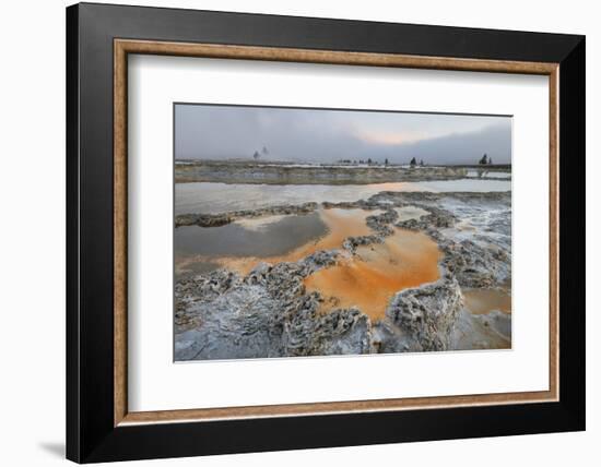 Colorful travertine formations at Great Fountain Geyser, Yellowstone National Park.-Alan Majchrowicz-Framed Photographic Print