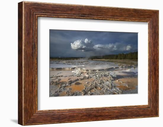 Colorful travertine formations at Great Fountain Geyser, Yellowstone National Park.-Alan Majchrowicz-Framed Photographic Print