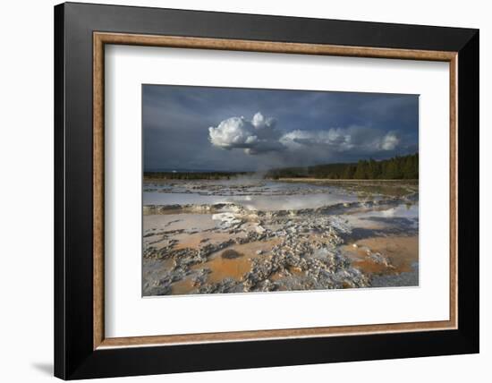 Colorful travertine formations at Great Fountain Geyser, Yellowstone National Park.-Alan Majchrowicz-Framed Photographic Print