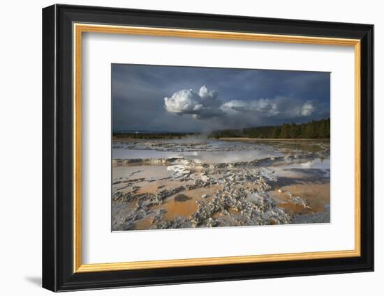 Colorful travertine formations at Great Fountain Geyser, Yellowstone National Park.-Alan Majchrowicz-Framed Photographic Print