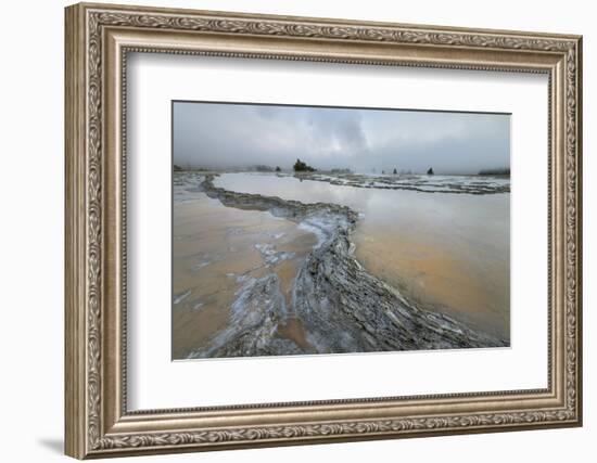 Colorful travertine formations at Great Fountain Geyser, Yellowstone National Park.-Alan Majchrowicz-Framed Photographic Print