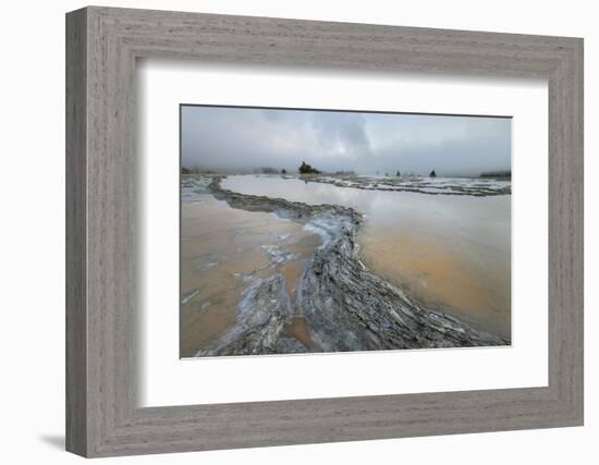 Colorful travertine formations at Great Fountain Geyser, Yellowstone National Park.-Alan Majchrowicz-Framed Photographic Print