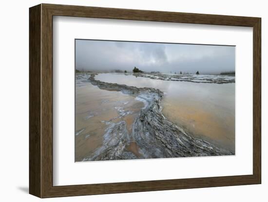 Colorful travertine formations at Great Fountain Geyser, Yellowstone National Park.-Alan Majchrowicz-Framed Photographic Print