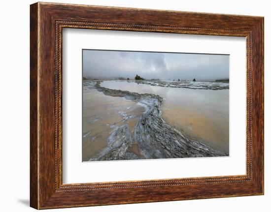 Colorful travertine formations at Great Fountain Geyser, Yellowstone National Park.-Alan Majchrowicz-Framed Photographic Print