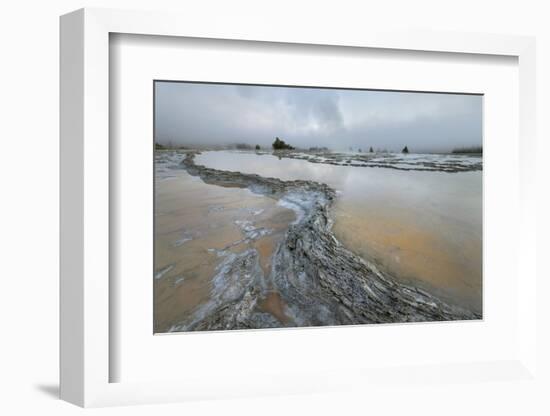 Colorful travertine formations at Great Fountain Geyser, Yellowstone National Park.-Alan Majchrowicz-Framed Photographic Print
