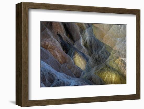 Colorful travertine slope with cyanobacteria, Mammoth Hot Springs, Yellowstone National Park.-Adam Jones-Framed Photographic Print