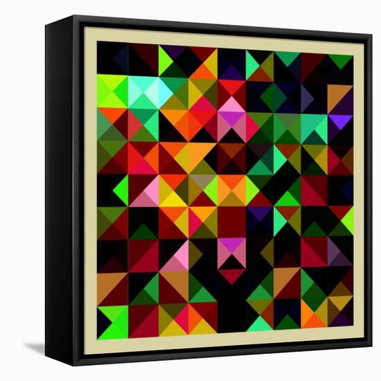 Colorful Triangles Modern Abstract Mosaic Design Pattern-Melindula-Framed Stretched Canvas