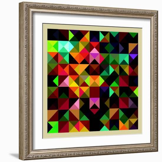 Colorful Triangles Modern Abstract Mosaic Design Pattern-Melindula-Framed Art Print