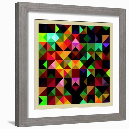 Colorful Triangles Modern Abstract Mosaic Design Pattern-Melindula-Framed Art Print