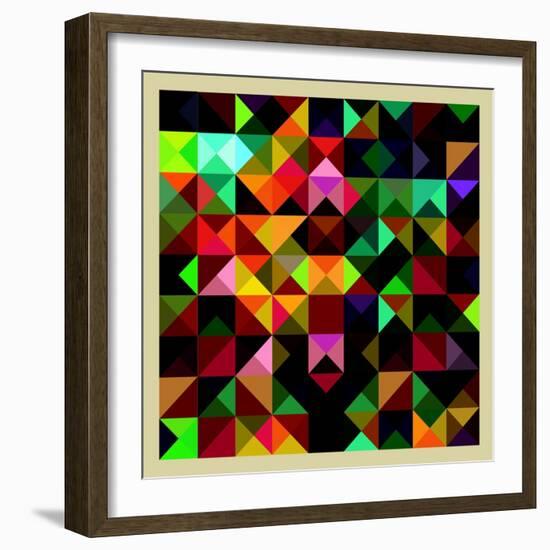 Colorful Triangles Modern Abstract Mosaic Design Pattern-Melindula-Framed Art Print