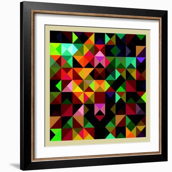 Colorful Triangles Modern Abstract Mosaic Design Pattern-Melindula-Framed Art Print