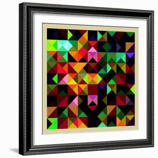 Colorful Triangles Modern Abstract Mosaic Design Pattern-Melindula-Framed Art Print